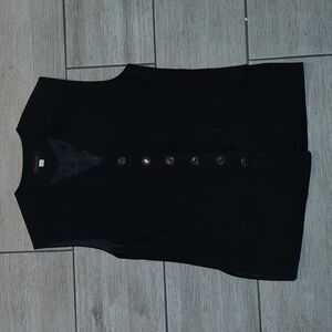 Vintage Fair Lady  Vest M  Embellished button Womens   side slits gold button